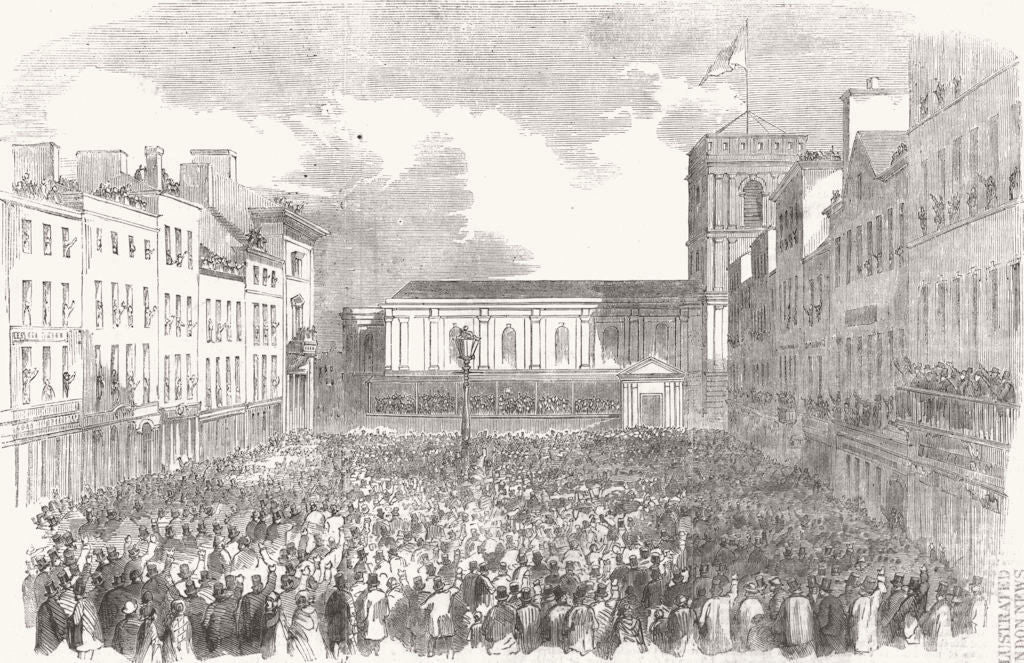 LANCS. Manchester Election. St Anne's Square 1857 old antique print picture